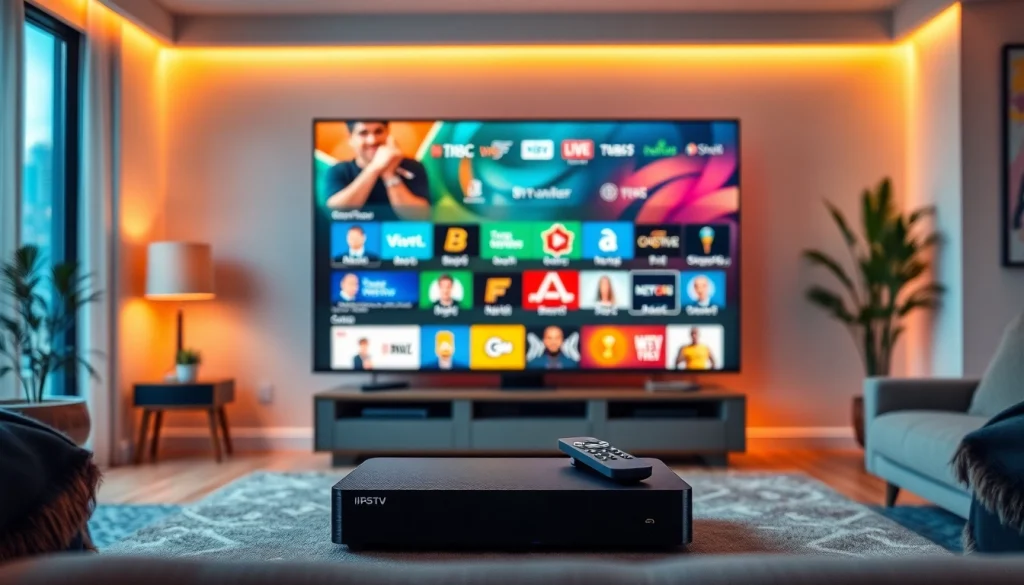 Enjoy a seamless abonnement iptv experience with a vibrant display of channels and a cozy atmosphere.