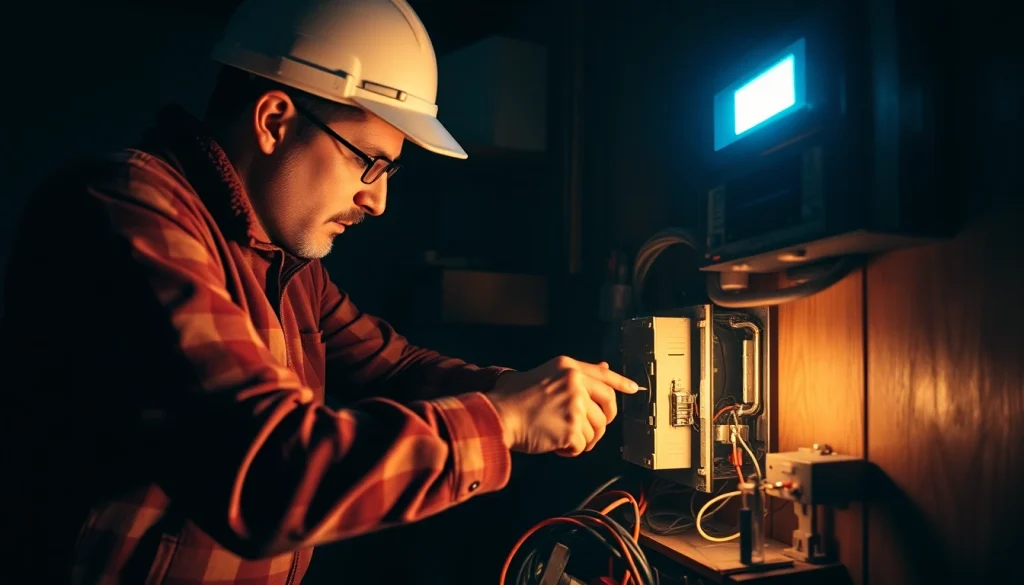 Efficient Elektriker Notdienst technician repairing electrical circuits in an emergency setting.