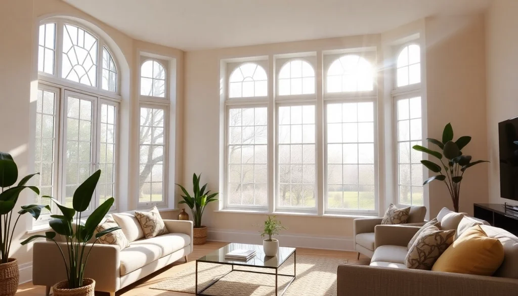 Stylish windows manchester enhancing natural light in a modern living room setting.