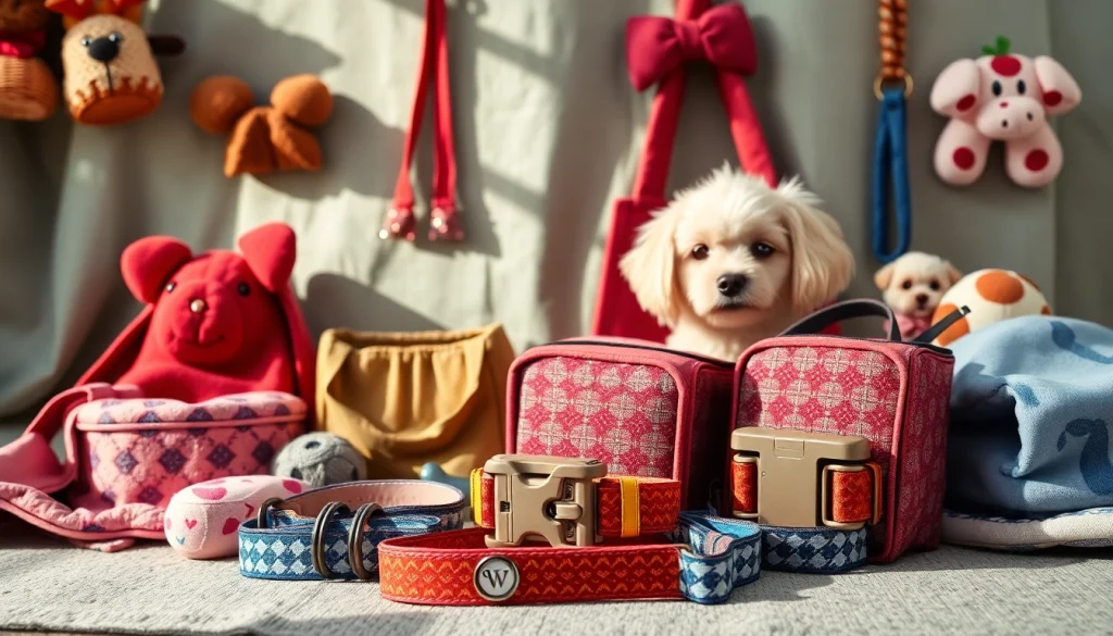 Showcase of various pet accessories, including collars and toys, enhancing pet lifestyles.