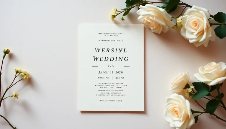 Stylish wedding invitation showcasing modern design elements and floral accents.