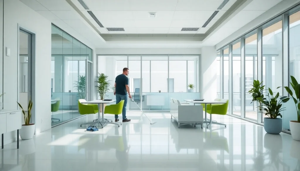 Professional cleaning service providing Jacksonville commercial cleaning in a modern office environment.