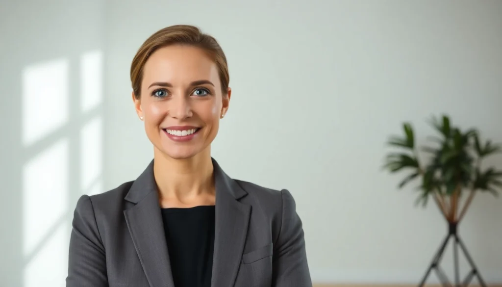 Professional capturing of corporate headshots showcasing a confident individual in business attire.