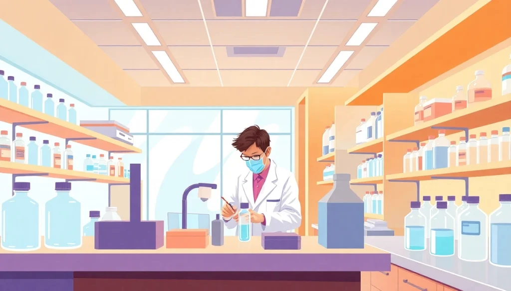 Compounding Pharmacy pharmacist skillfully prepares personalized medicine in a sterile environment.