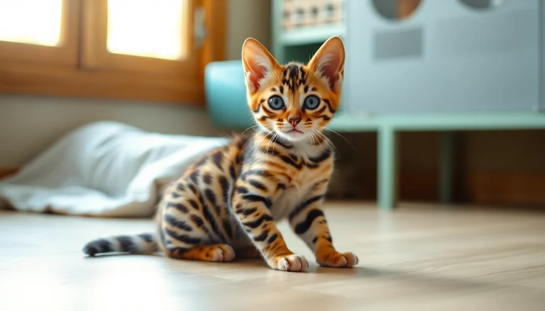 Registered Bengal Breeder showcasing playful Bengal kittens in a cozy cattery setting.